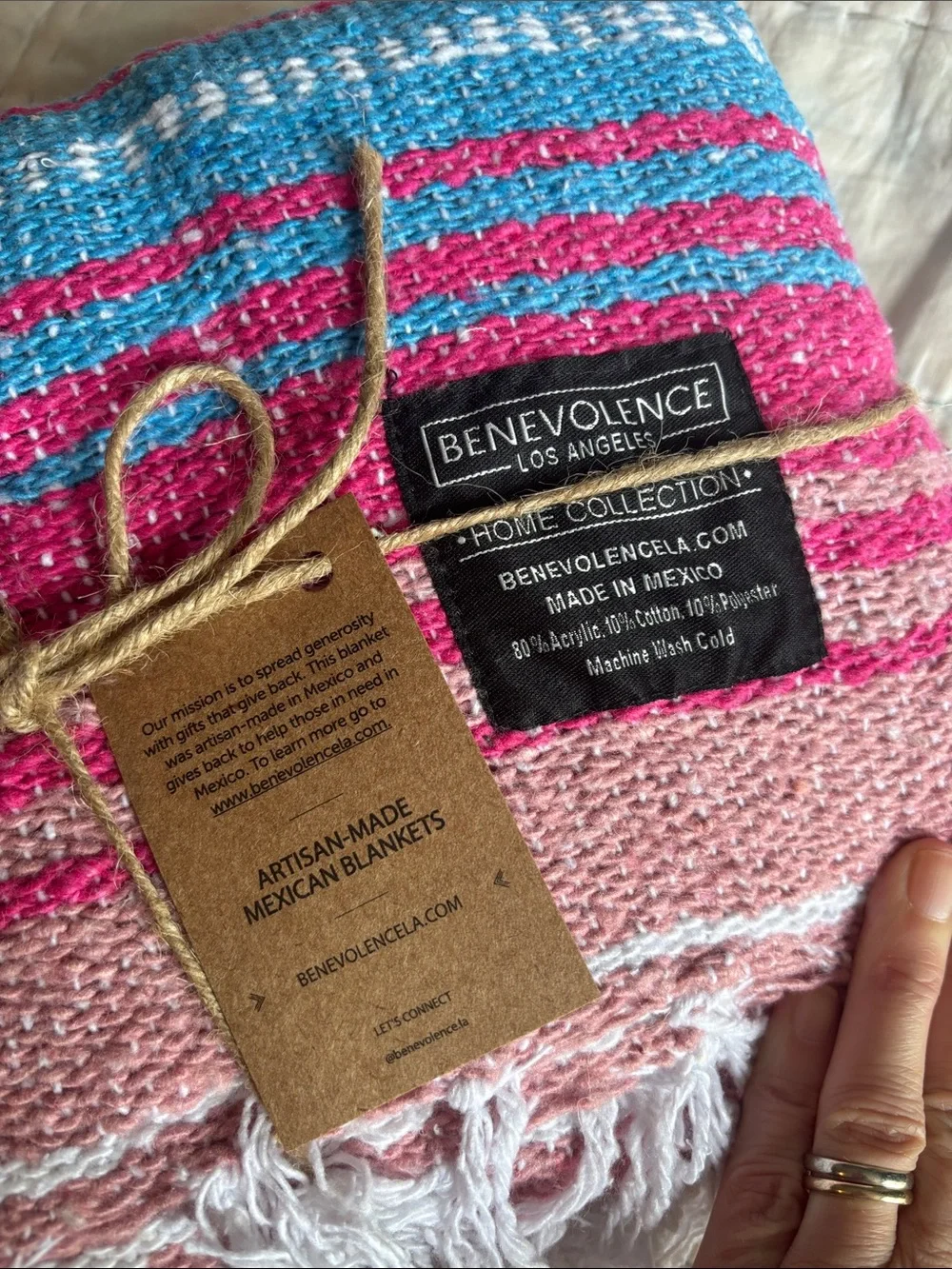 BRAND NEW cotton candy pink & blue boho Mexican blanket * beach * yoga *